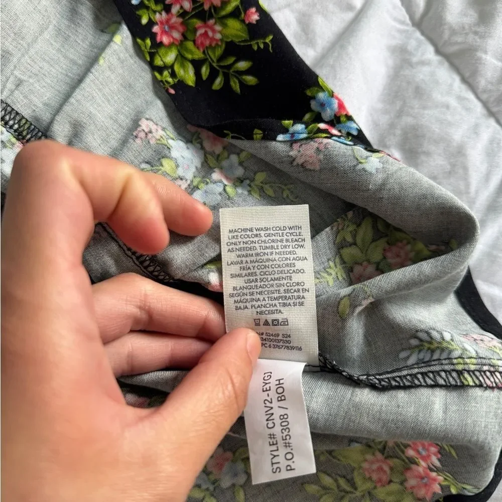 No Boundaries Black Floral Tiered Sundress – Women’s XXS Adjustable Straps - Picture 8 of 11